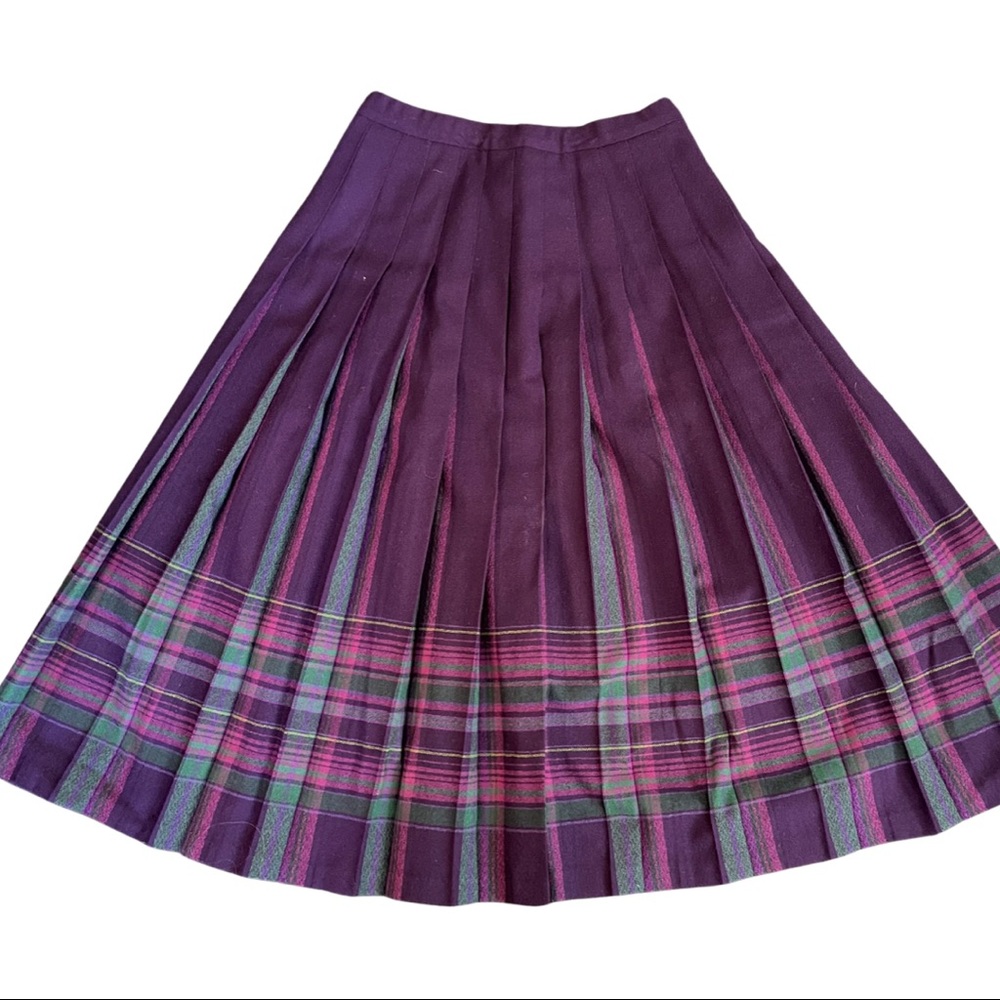 Vintage Purple Wool Pendleton Pleated Skirt